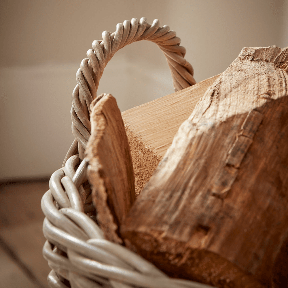 Rattan Round Log Basket, Natural