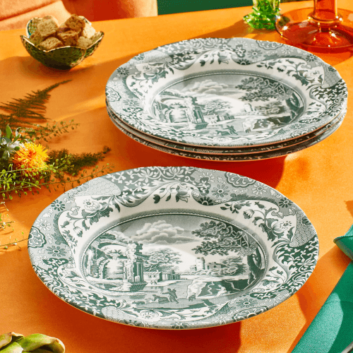 Image showing the Heritage Italian Set of 4 Soup Plates, Green product.