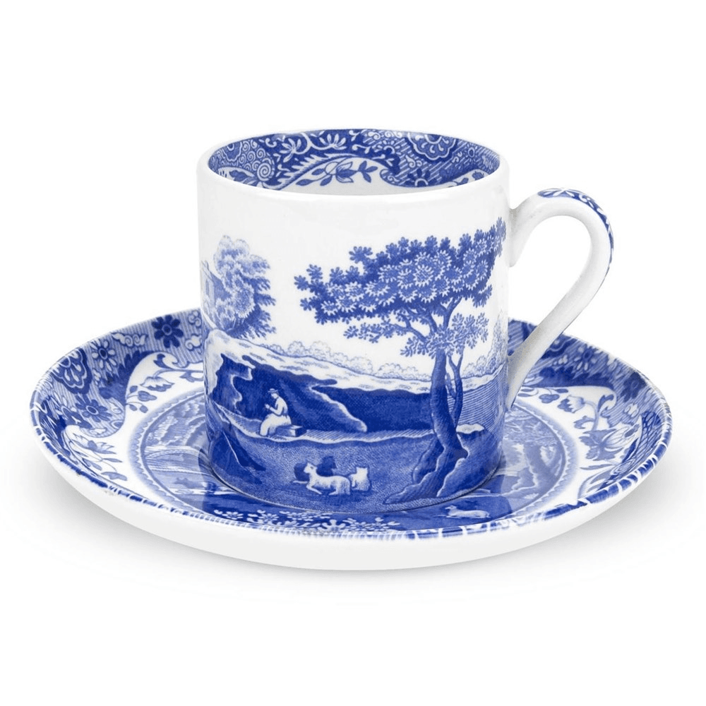 Blue Italian Set of 4 Coffee Cups and Saucers