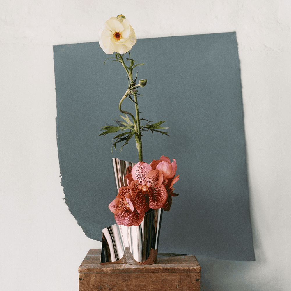 Fold Small Mirror Vase, Silver
