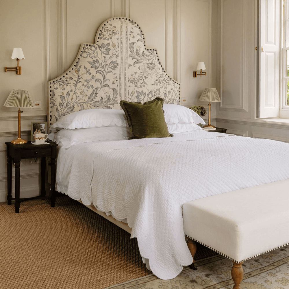 Nina Scalloped Bedspread, White