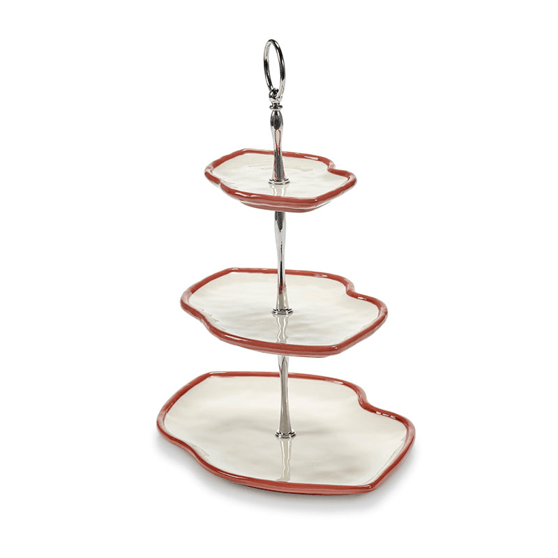 Les Objets Mouleversants by Wouters&Hend Lips Three Tier Cake Stand, Red & White